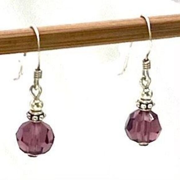 AMV Sterling 925 silver & Amethyst Crystal Dangles - Picture 4 of 7